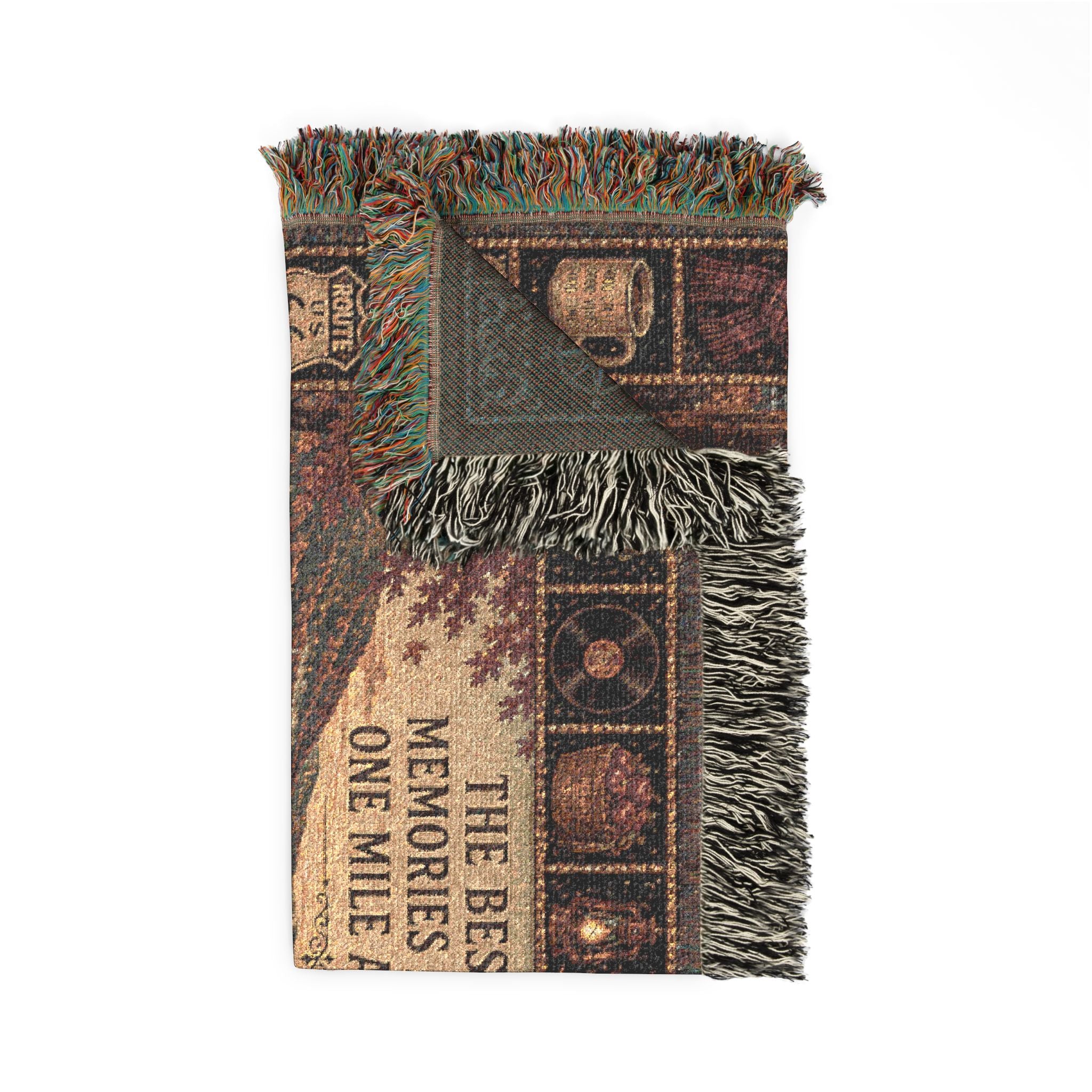 Autumn Byway™ | Premium Woven Blanket | Vintage Fall Road Trip Tapestry | 60" × 50" | Vibe In Transit