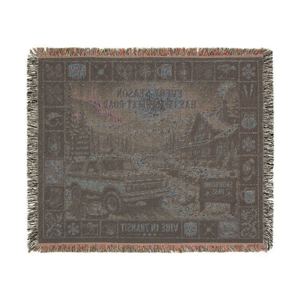 Snowbound Pass™ | Premium Woven Blanket | Vintage Winter Mountain Tapestry | 60" × 50" | Vibe In Transit