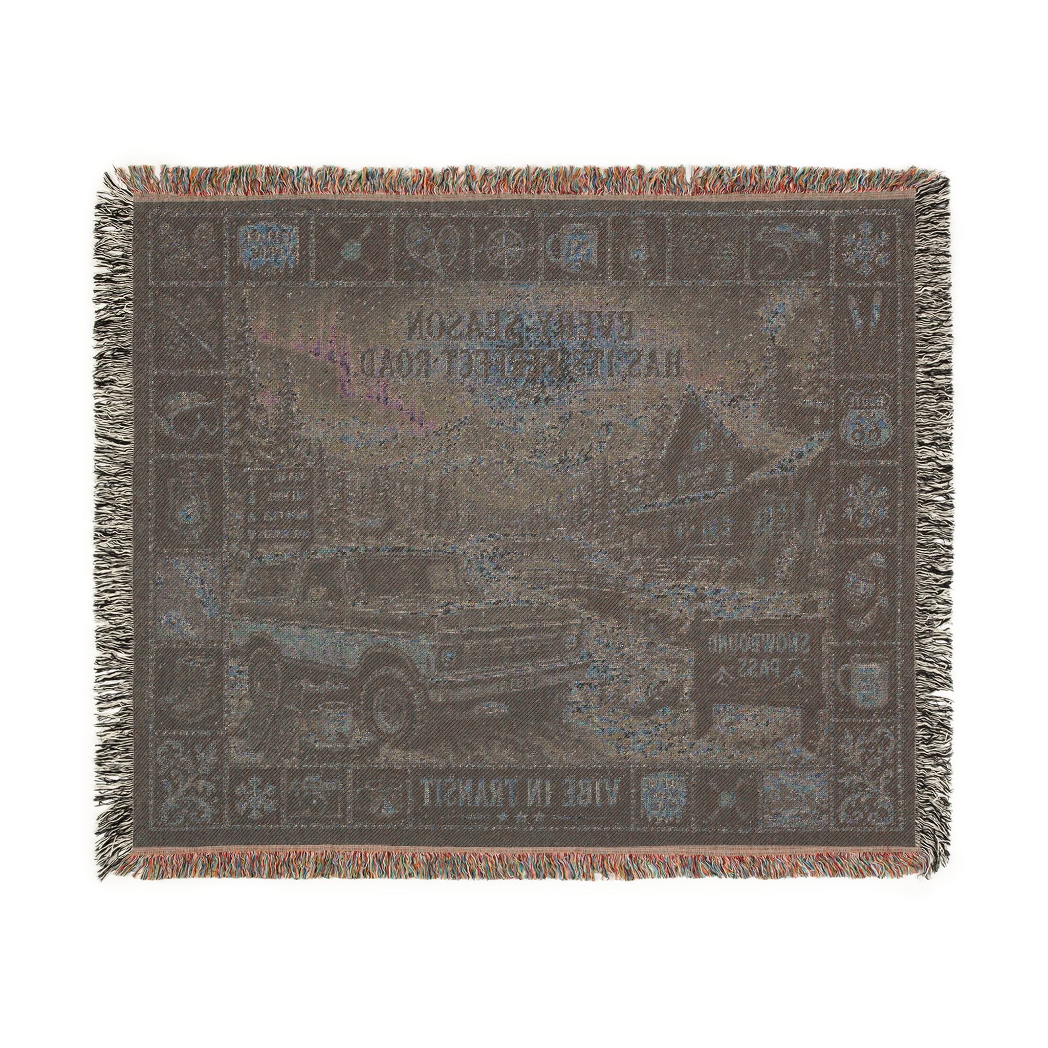 Snowbound Pass™ | Premium Woven Blanket | Vintage Winter Mountain Tapestry | 60" × 50" | Vibe In Transit