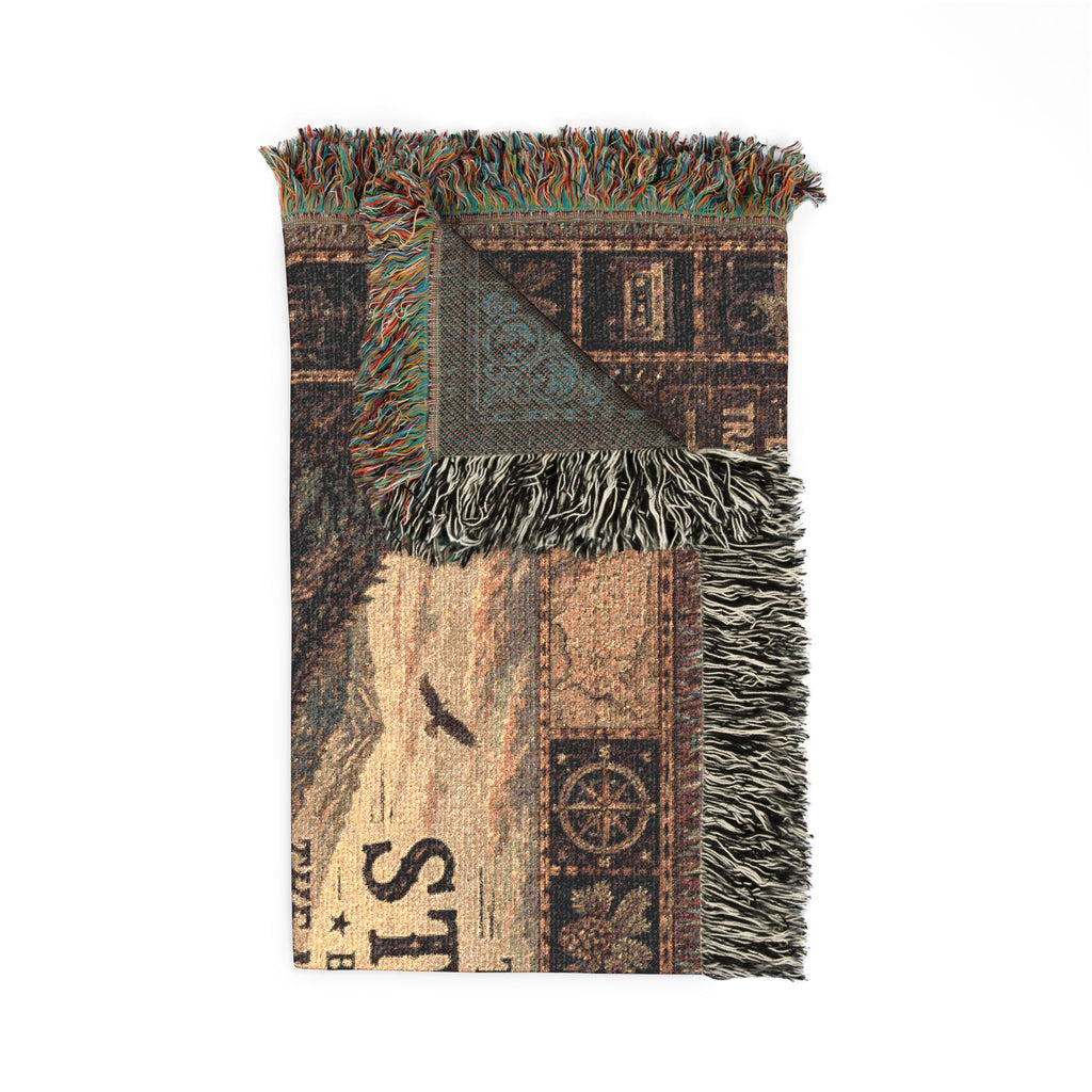 Roads Less Traveled™ | Premium Woven Blanket | Vintage Americana Highway Tapestry | 52" × 37" | Vibe In Transit
