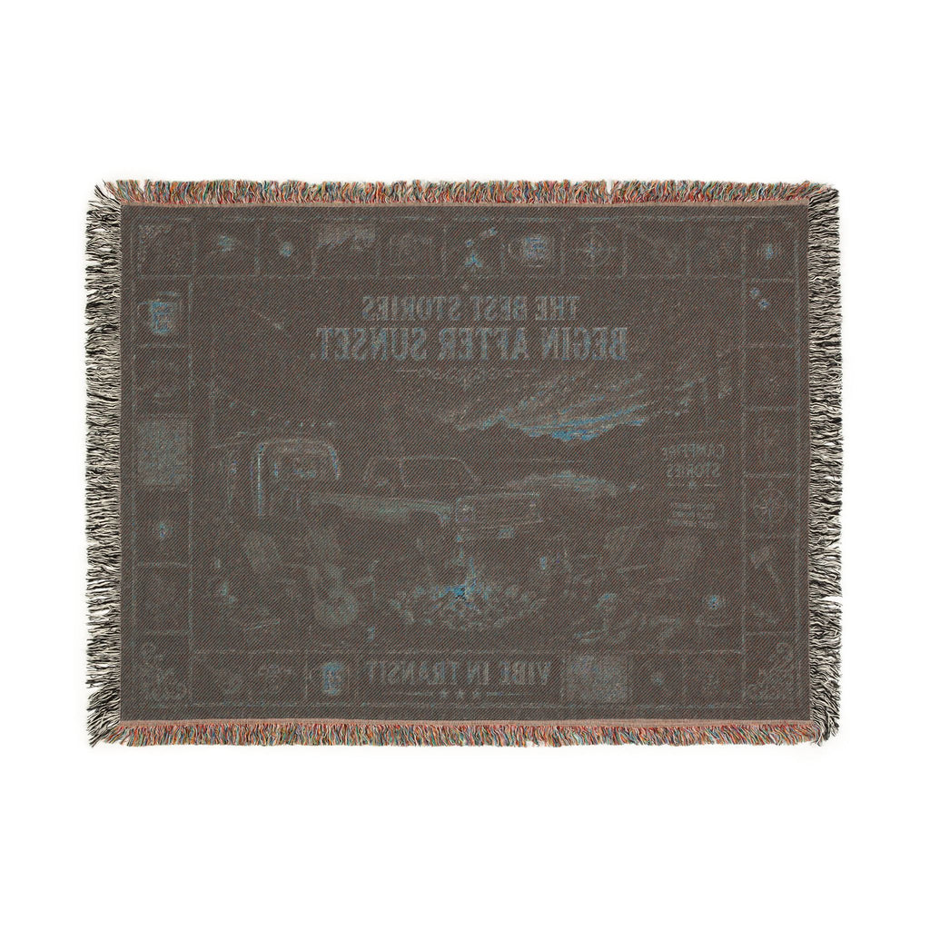 Campfire Stories™ | Premium Woven Blanket | Vintage Campground Tapestry | 80" × 60" | Vibe In Transit