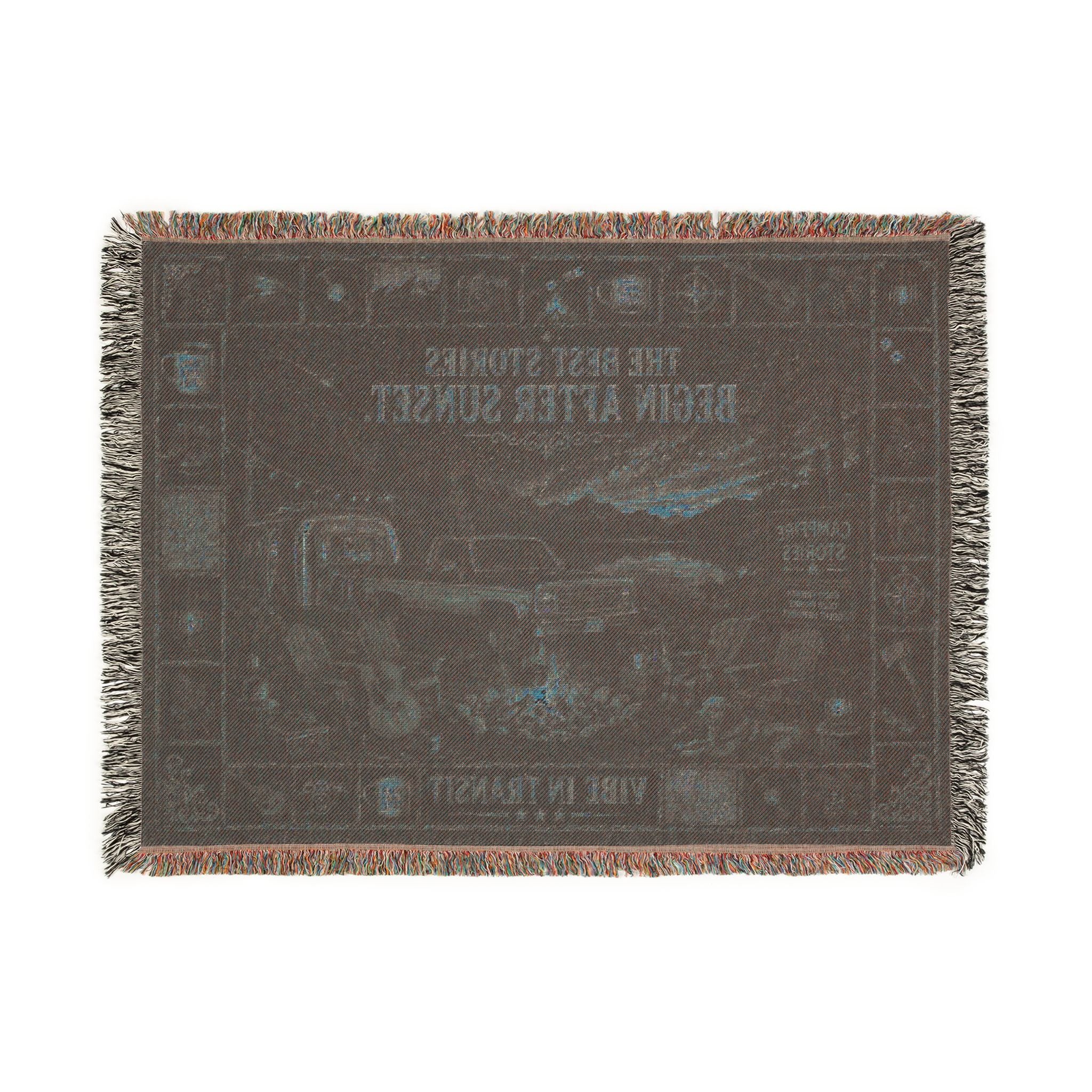 Campfire Stories™ | Premium Woven Blanket | Vintage Campground Tapestry | 80" × 60" | Vibe In Transit