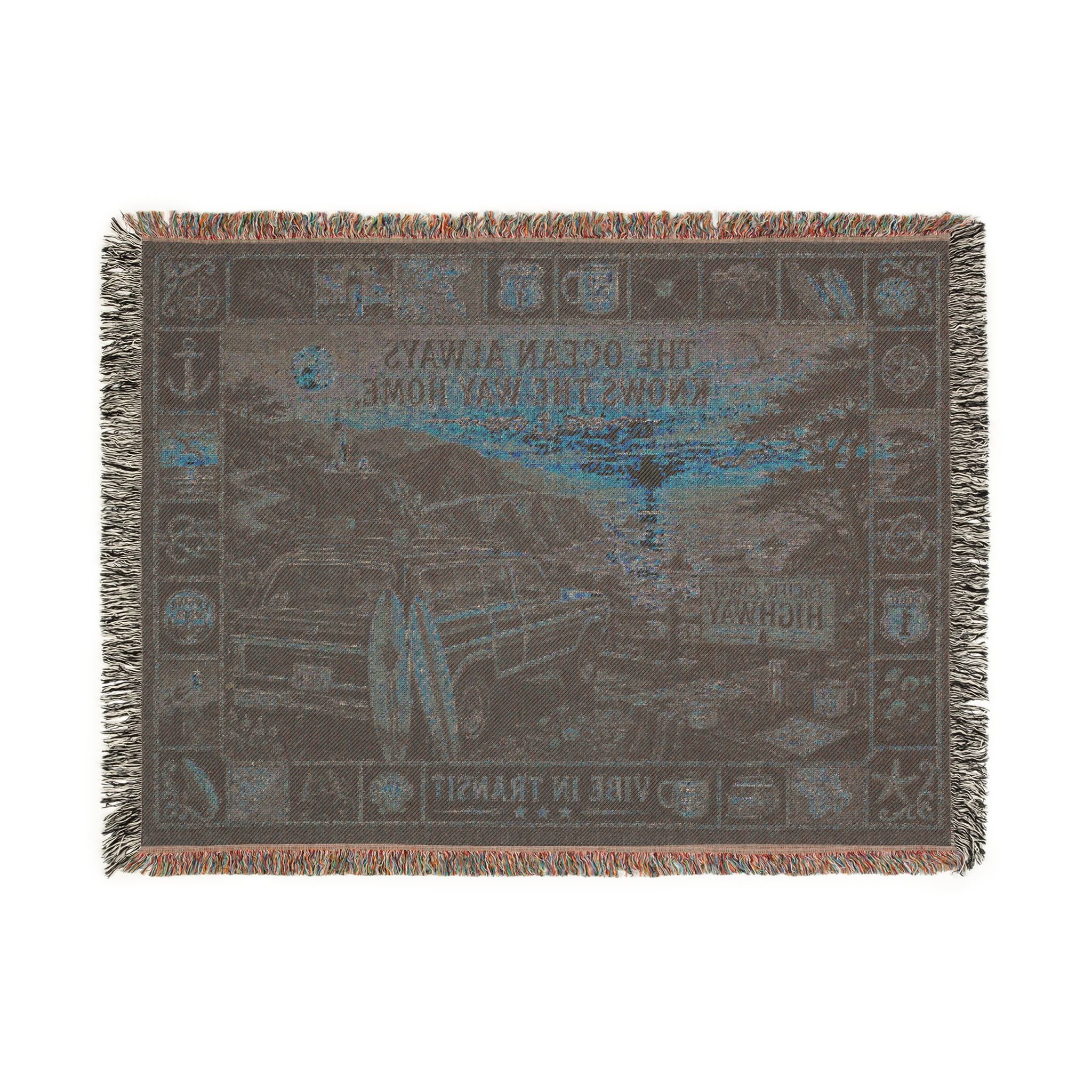 Pacific Coast Highway™ | Premium Woven Blanket | Vintage Coastal Road Trip Tapestry | 80" × 60" | Vibe In Transit