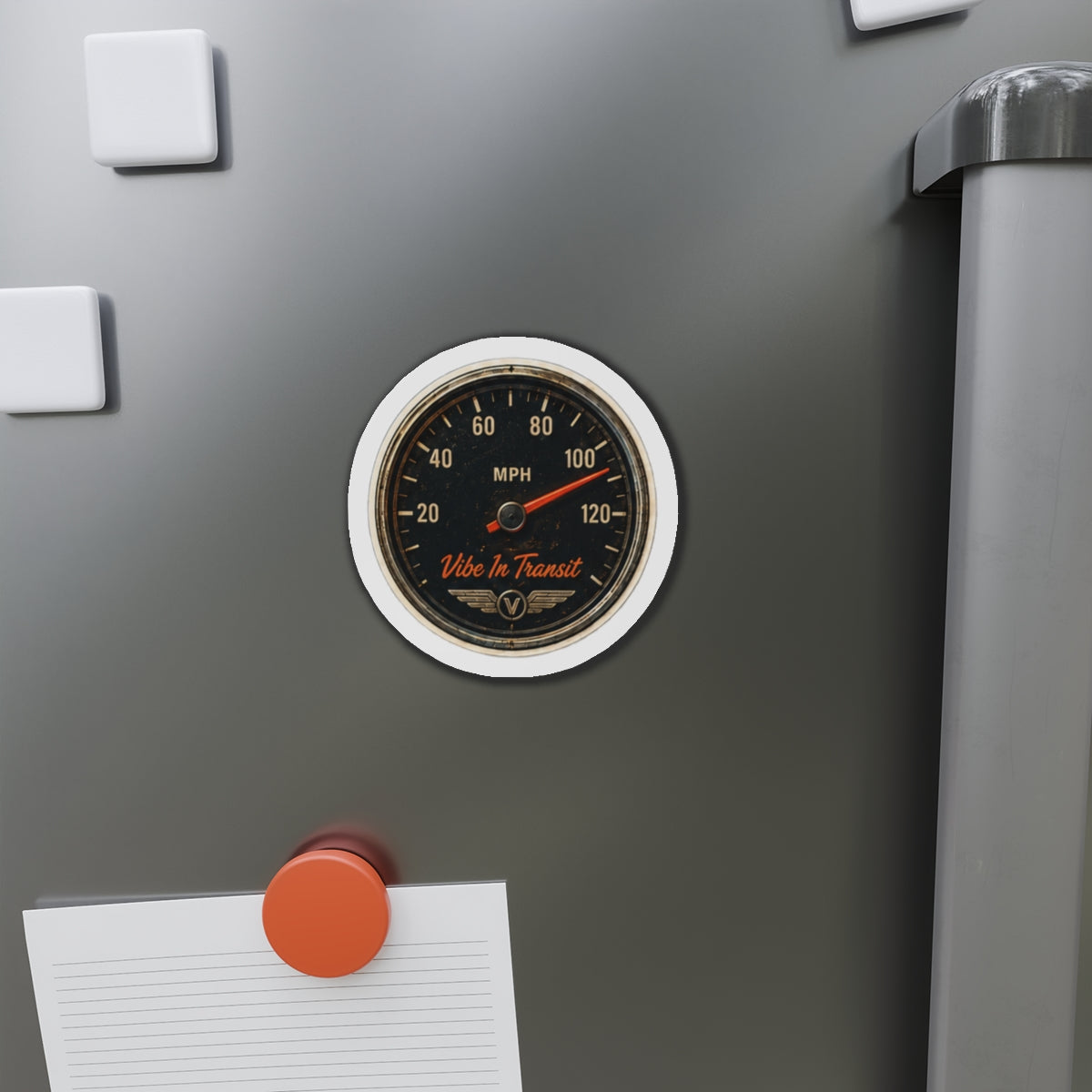 Vibe In Transit | Open Road Speedometer | Retro Gauge Magnet
