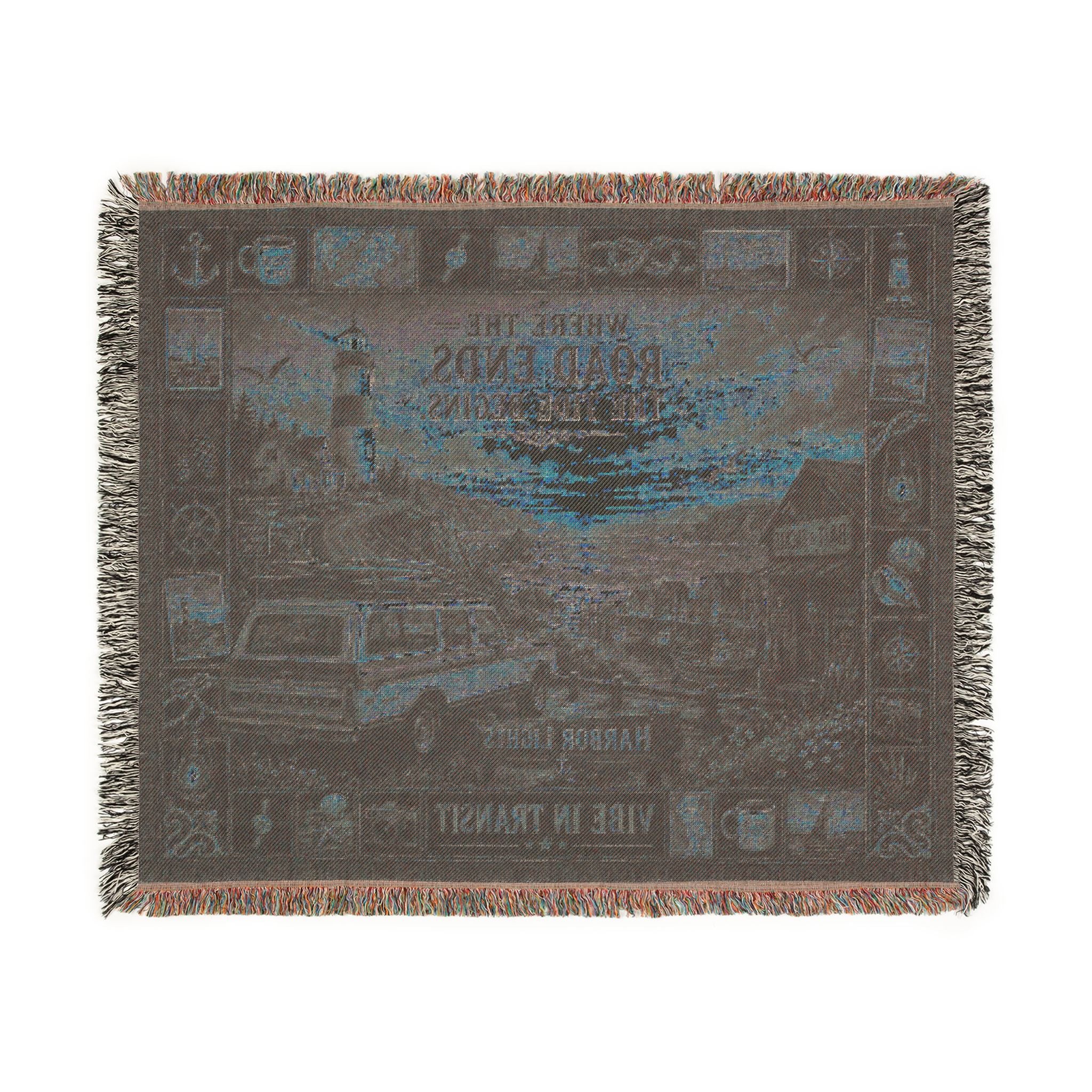 Harbor Lights™ | Premium Woven Blanket | Vintage Coastal Lighthouse Tapestry | 60" × 50" | Vibe In Transit
