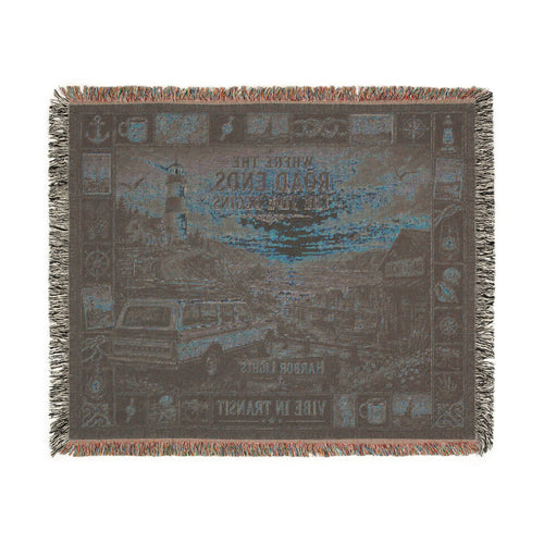 Harbor Lights™ | Premium Woven Blanket | Vintage Coastal Lighthouse Tapestry | 60" × 50" | Vibe In Transit