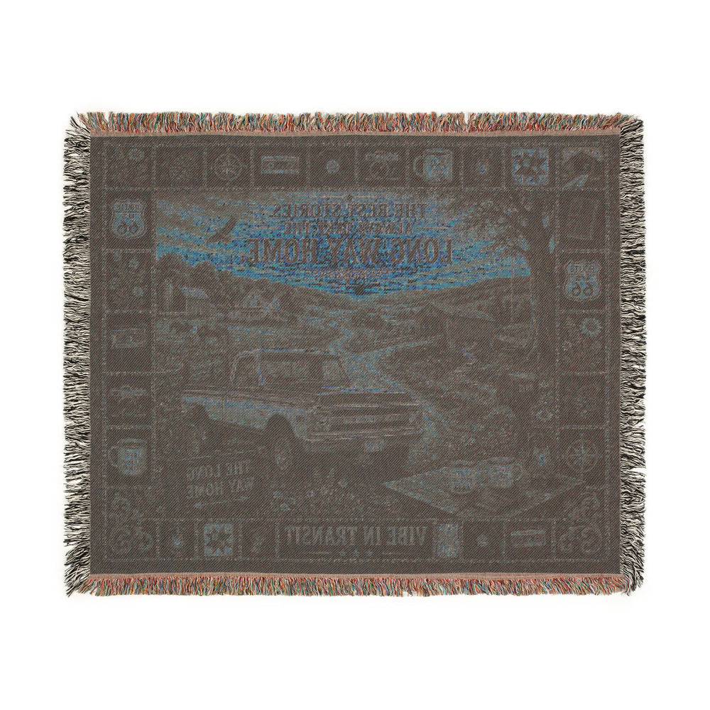 The Long Way Home™ | Premium Woven Blanket | Vintage Backroads Americana Tapestry | 60" × 50" | Vibe In Transit