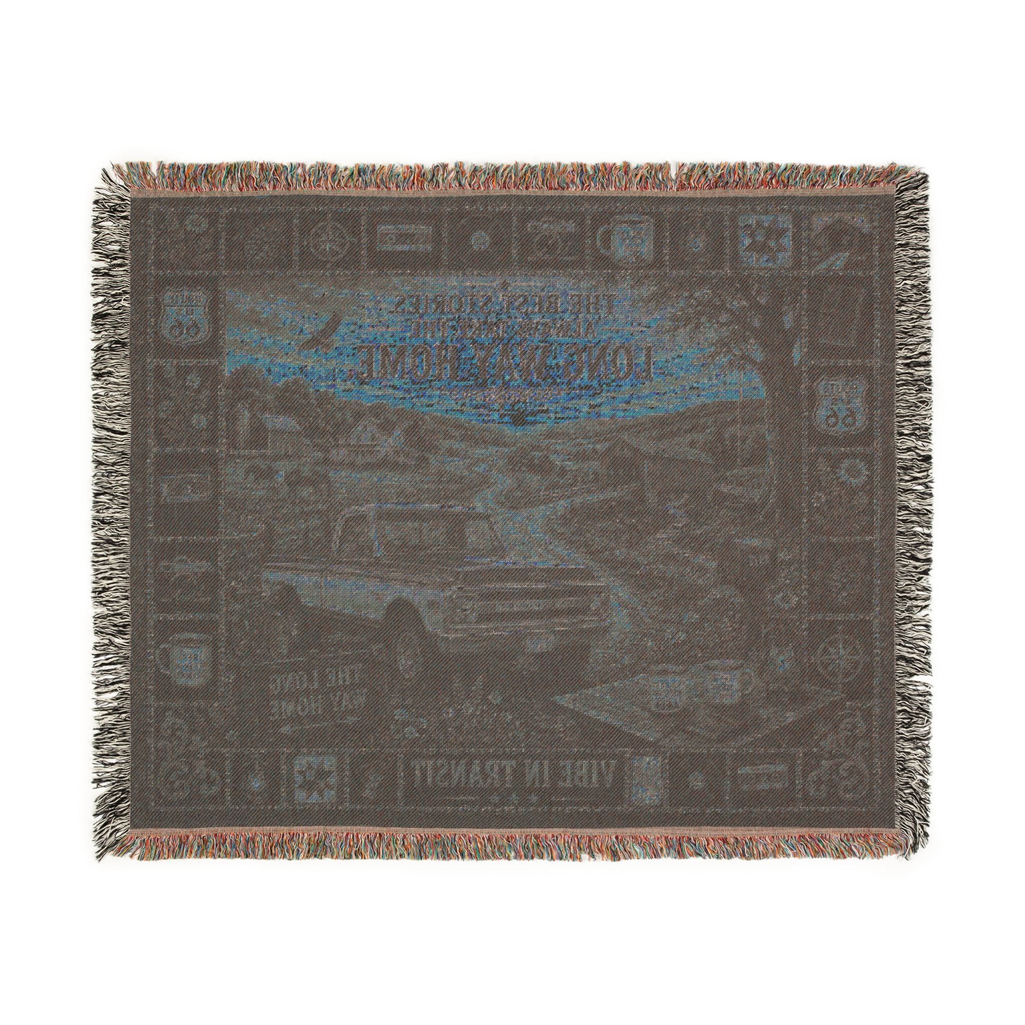 The Long Way Home™ | Premium Woven Blanket | Vintage Backroads Americana Tapestry | 60" × 50" | Vibe In Transit