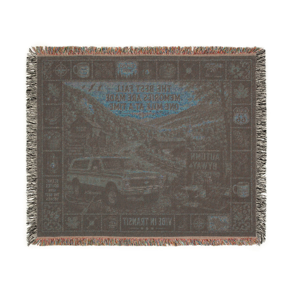 Autumn Byway™ | Premium Woven Blanket | Vintage Fall Road Trip Tapestry | 60" × 50" | Vibe In Transit