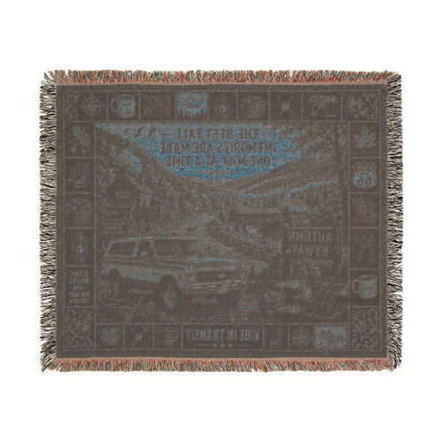 Autumn Byway™ | Premium Woven Blanket | Vintage Fall Road Trip Tapestry | 60" × 50" | Vibe In Transit