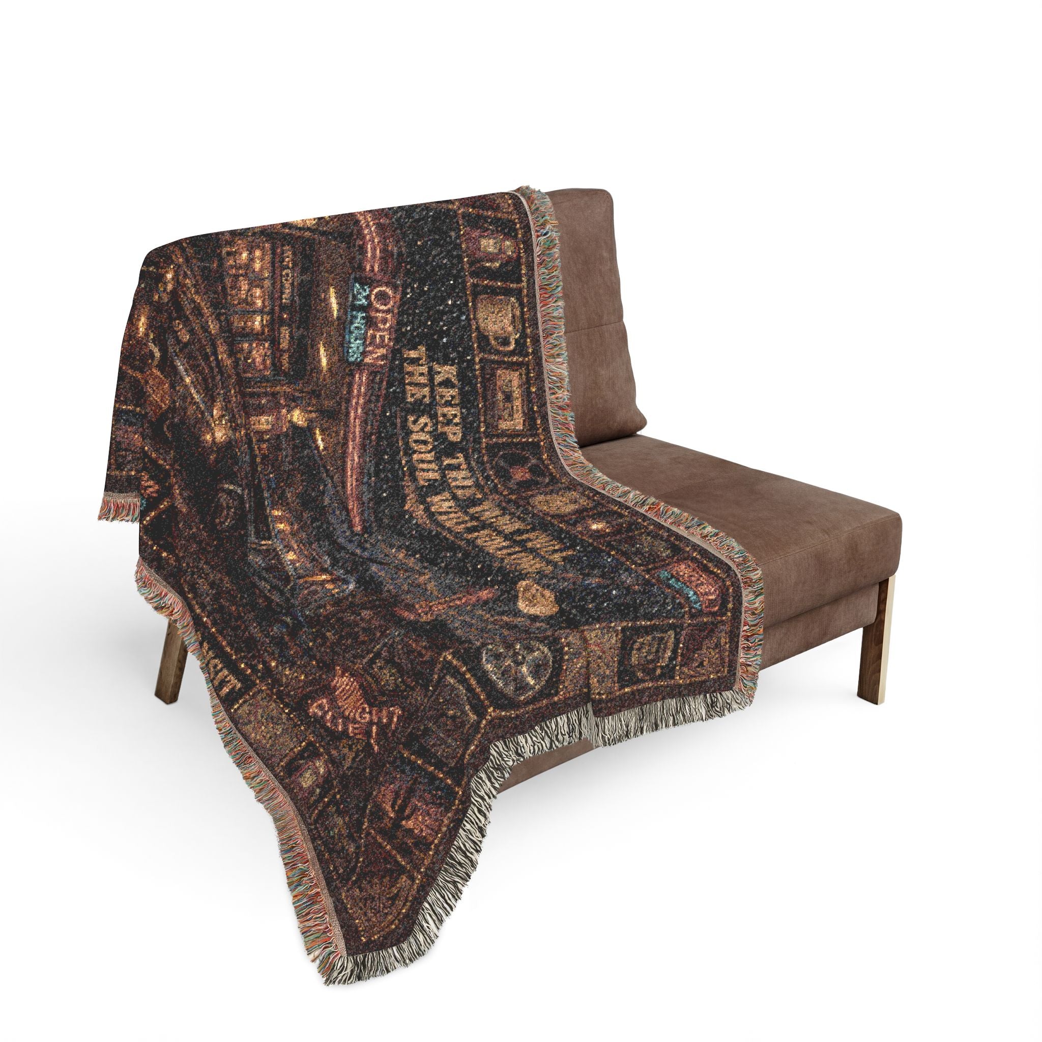 Midnight Fuel™ | Premium Woven Blanket | Vintage 24-Hour Road Trip Tapestry | 60" × 50" | Vibe In Transit