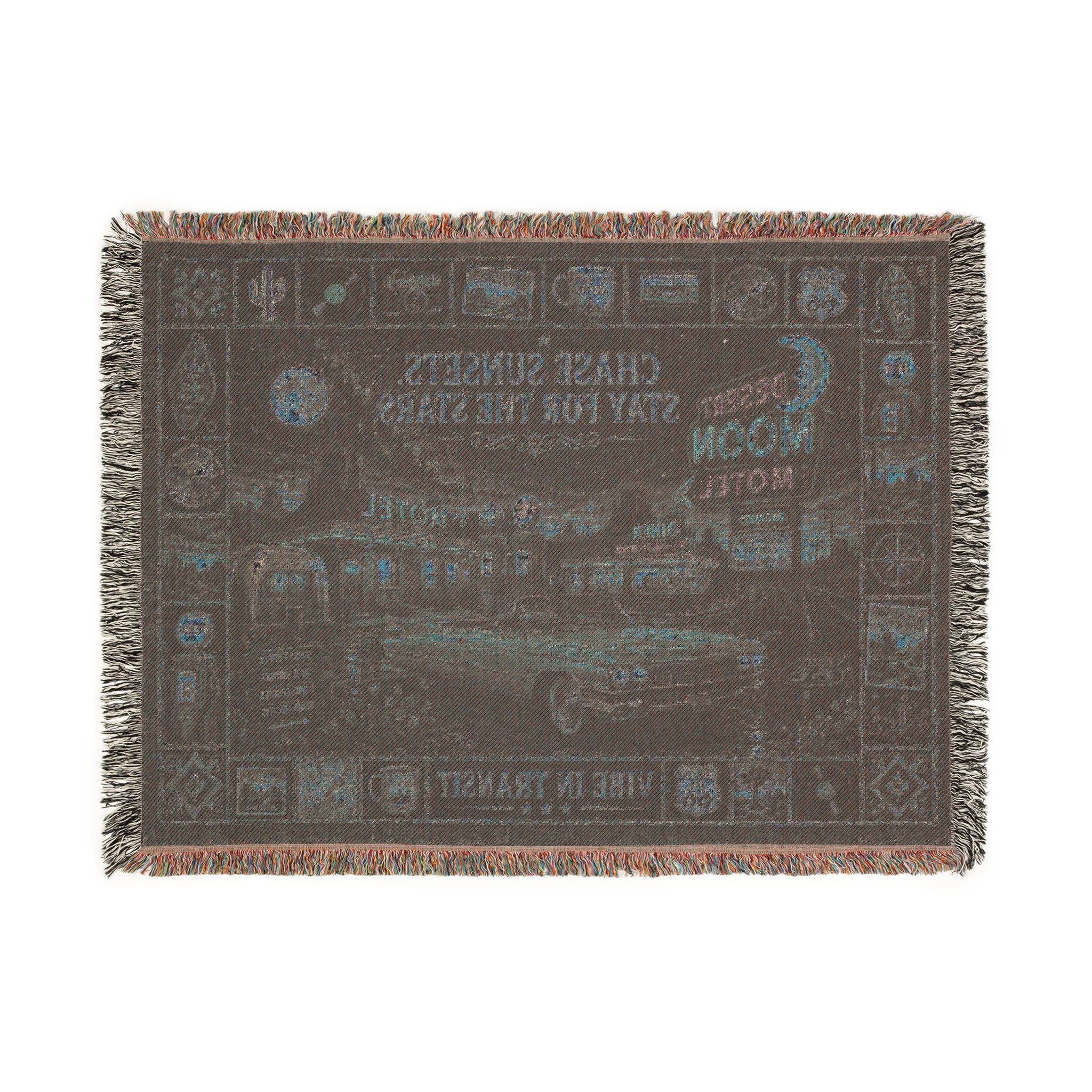Desert Moon Motel™ | Premium Woven Blanket | Vintage Neon Highway Tapestry | 80" × 60" | Vibe In Transit