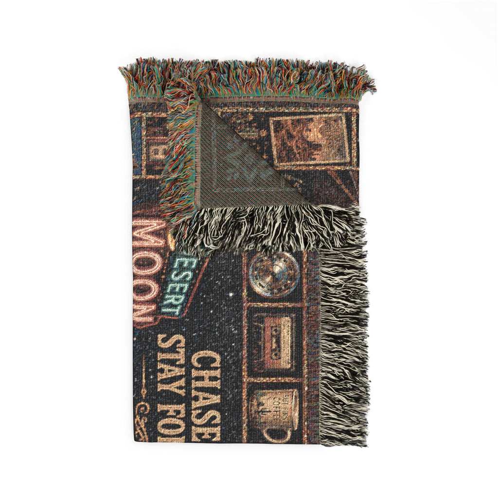 Desert Moon Motel™ | Premium Woven Blanket | Vintage Neon Highway Tapestry | 80" × 60" | Vibe In Transit