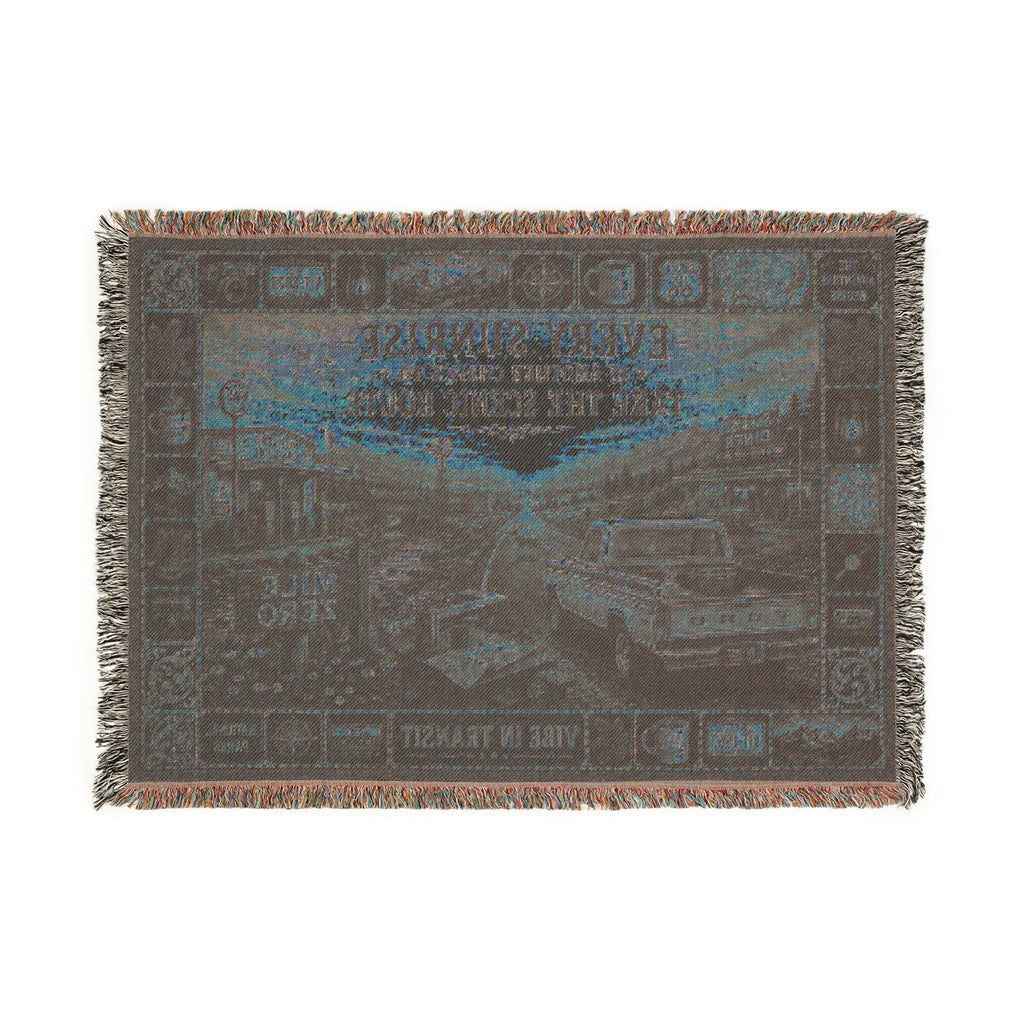 Morning at Mile Zero™ | Premium Woven Blanket | Vintage Americana Sunrise Tapestry | 52" × 37" | Vibe In Transit