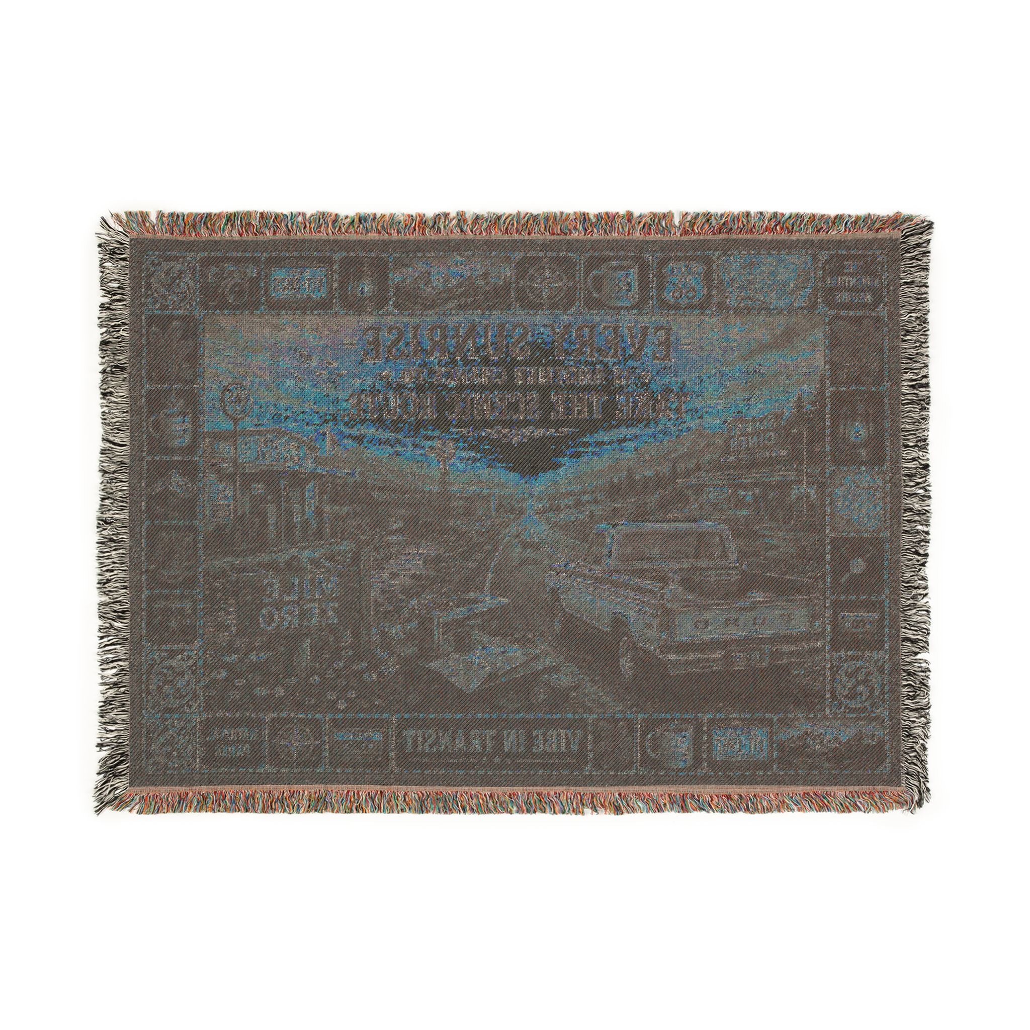 Morning at Mile Zero™ | Premium Woven Blanket | Vintage Americana Sunrise Tapestry | 52" × 37" | Vibe In Transit
