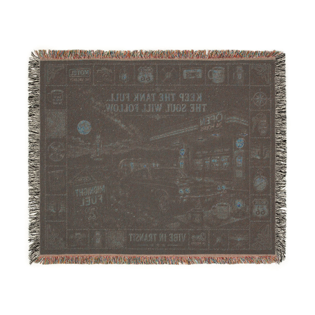 Midnight Fuel™ | Premium Woven Blanket | Vintage 24-Hour Road Trip Tapestry | 60" × 50" | Vibe In Transit