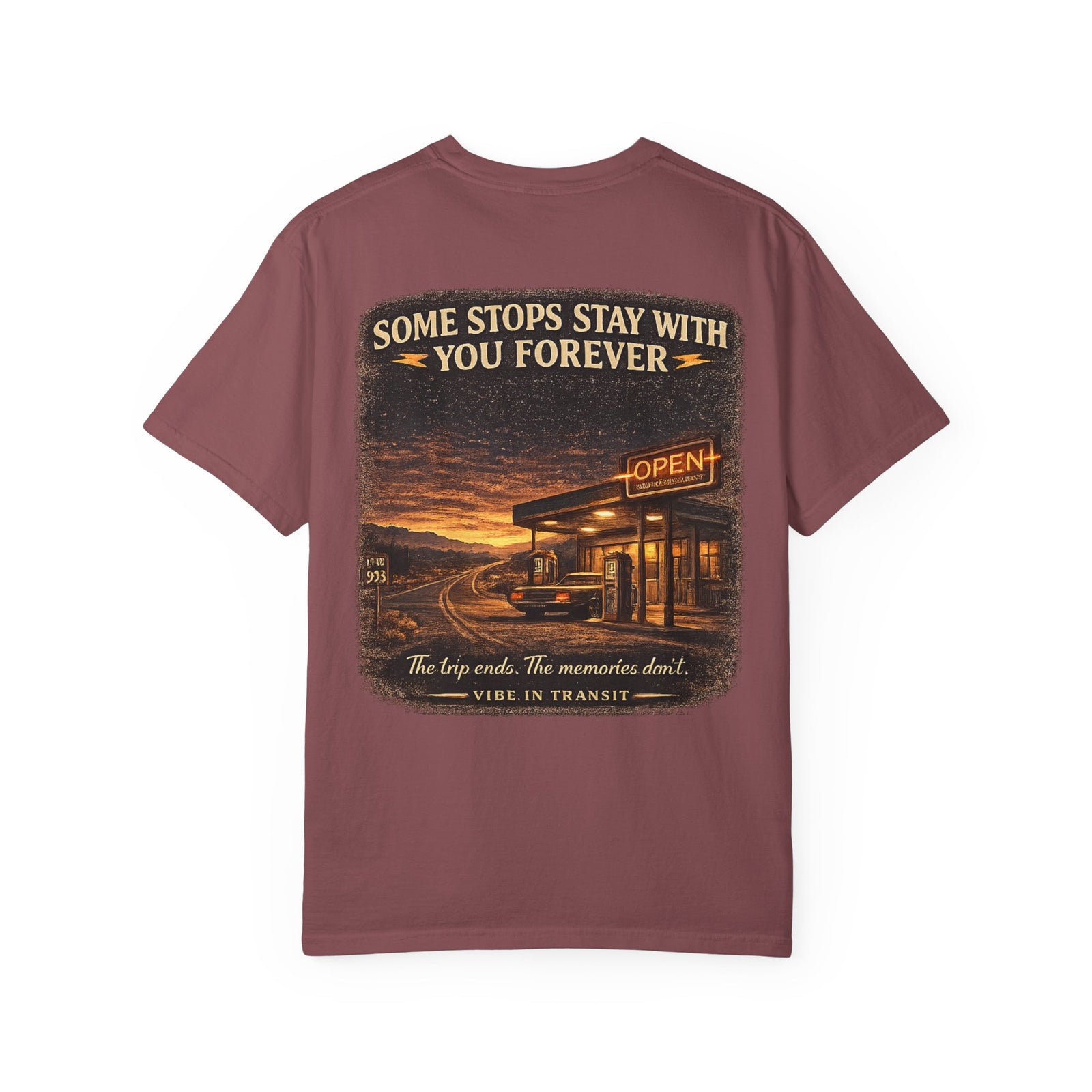 Fueling Goodbyes – Vintage Gas Station Road Trip T-Shirt