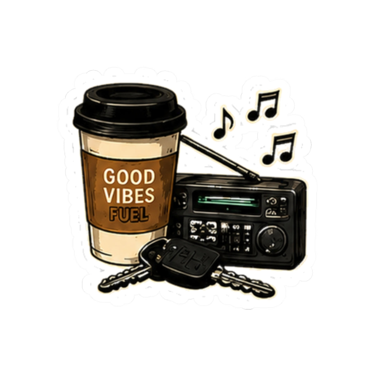 Vibe In Transit | Good Vibes Fuel Sticker | Coffee Commute Music Sticker