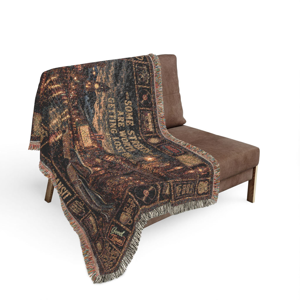 Rainy Main Street™ | Premium Woven Blanket | Vintage Small Town Tapestry | 60" × 50" | Vibe In Transit