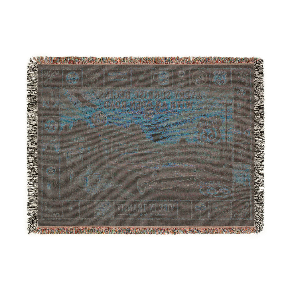 Route 66 Sunrise™ | Premium Woven Blanket | Vintage Americana Road Trip Tapestry | 80" × 60" | Vibe In Transit