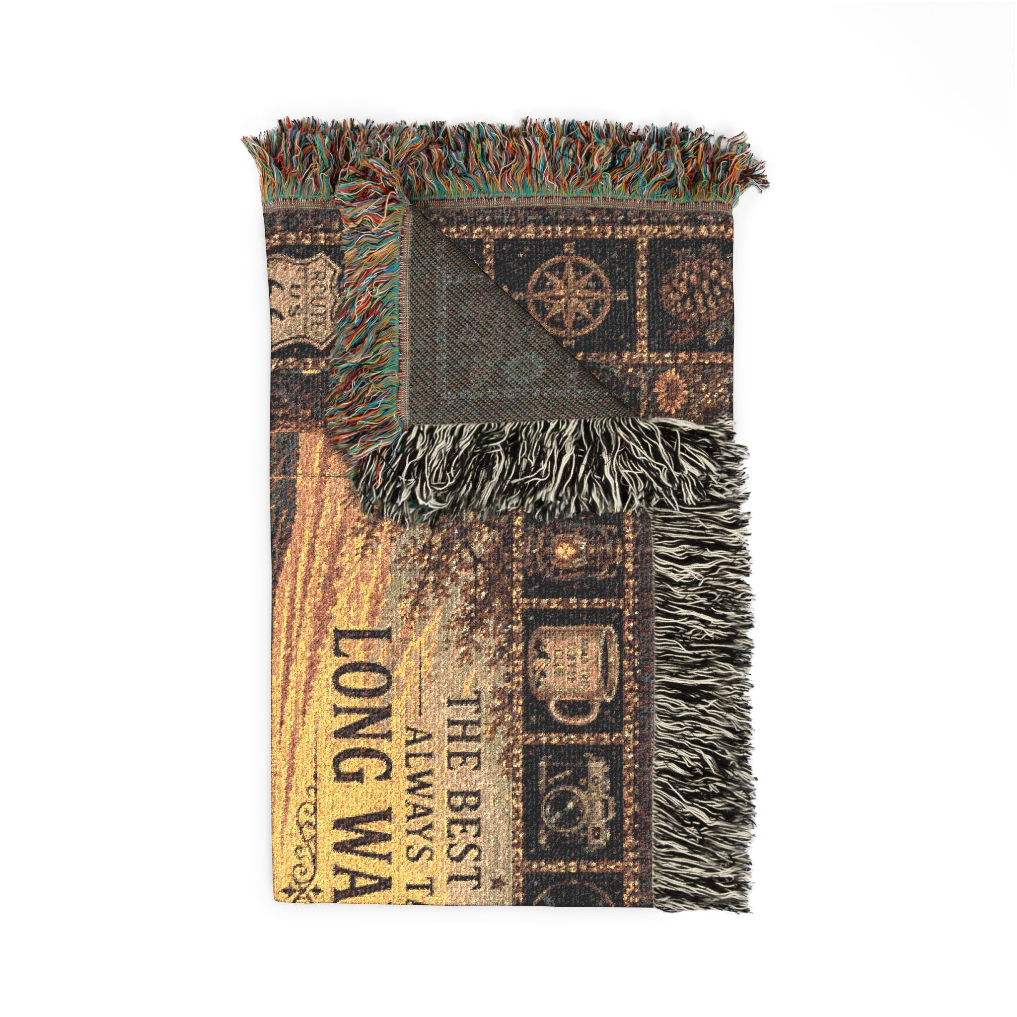The Long Way Home™ | Premium Woven Blanket | Vintage Backroads Americana Tapestry | 60" × 50" | Vibe In Transit
