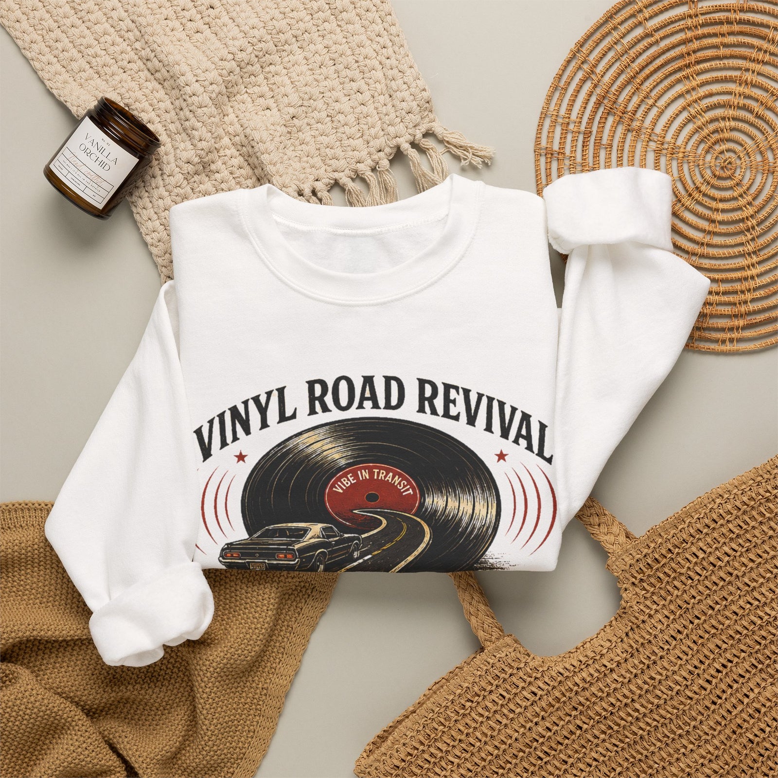 Vibe In Transit | Vinyl Road Revival Sweatshirt | Vibing In Vintage