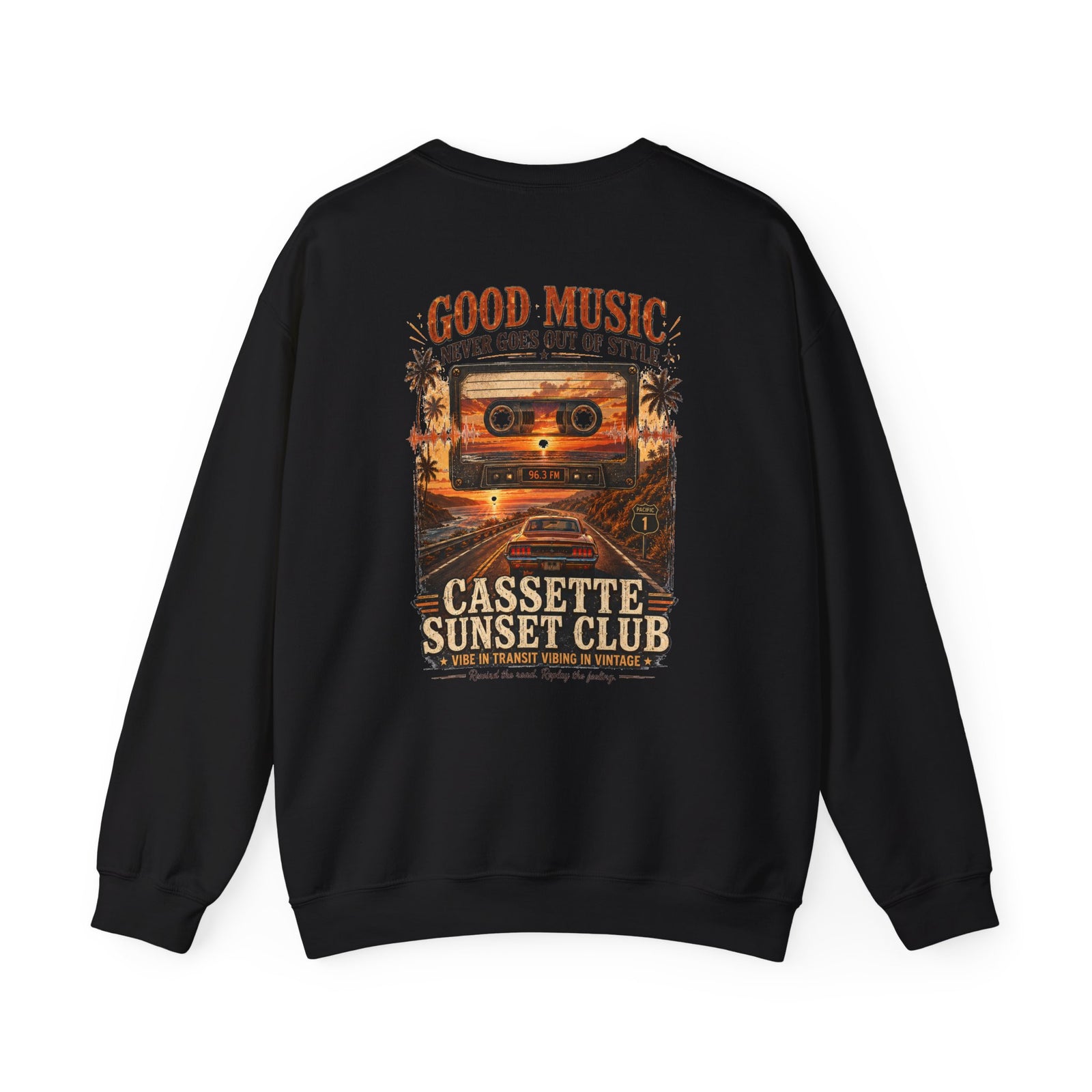 Vibe In Transit | Cassette Sunset Club Sweatshirt | Vibing In Vintage