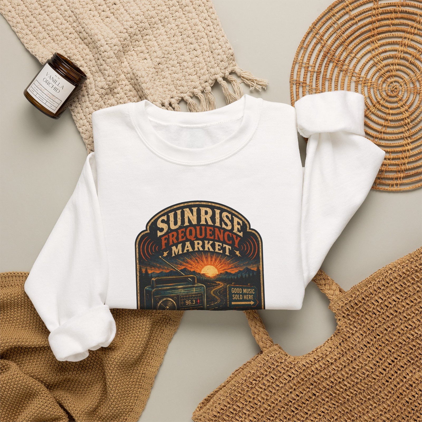 Vibe In Transit | Sunrise Frequency Market | Golden Signal Sessions Sweatshirt