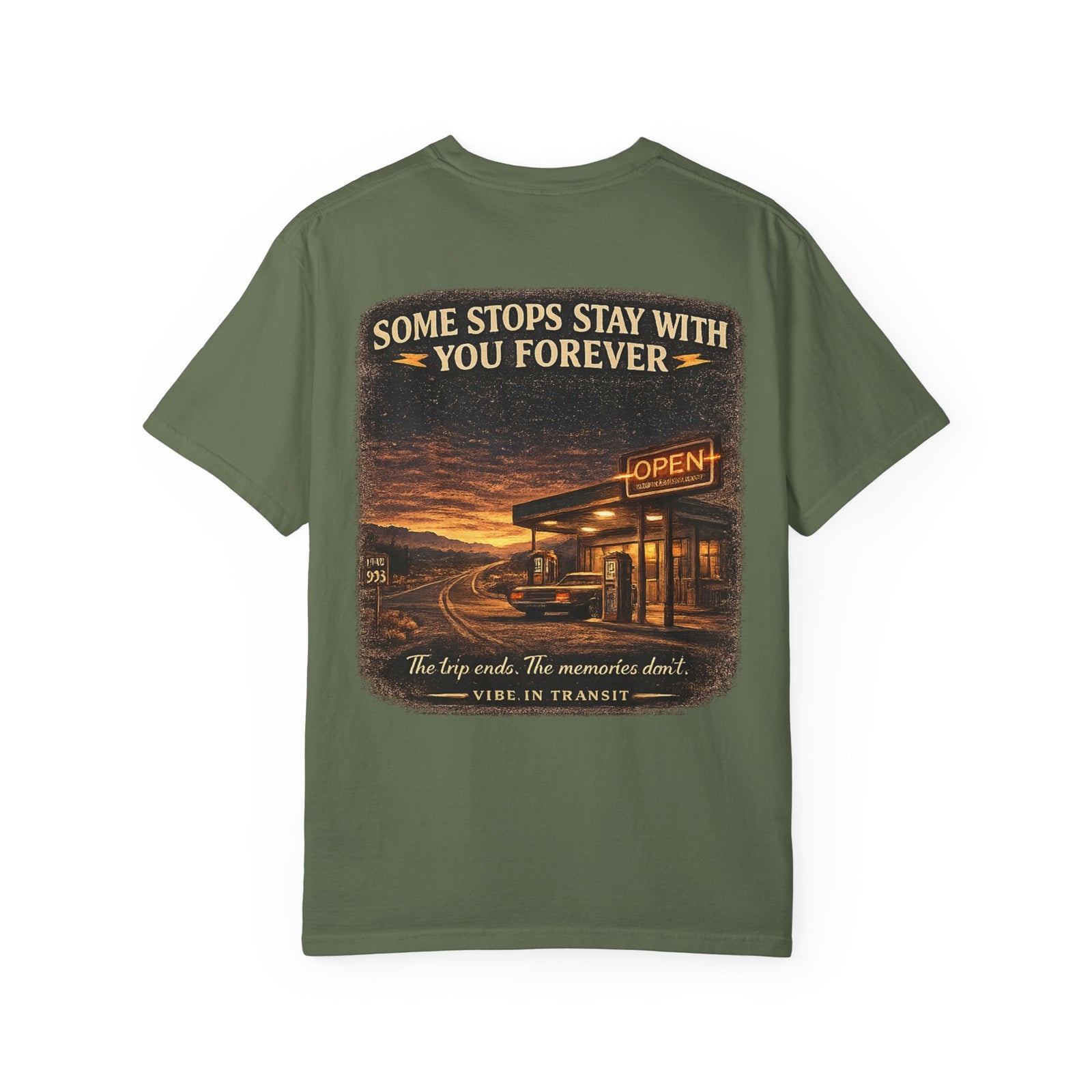 Fueling Goodbyes – Vintage Gas Station Road Trip T-Shirt
