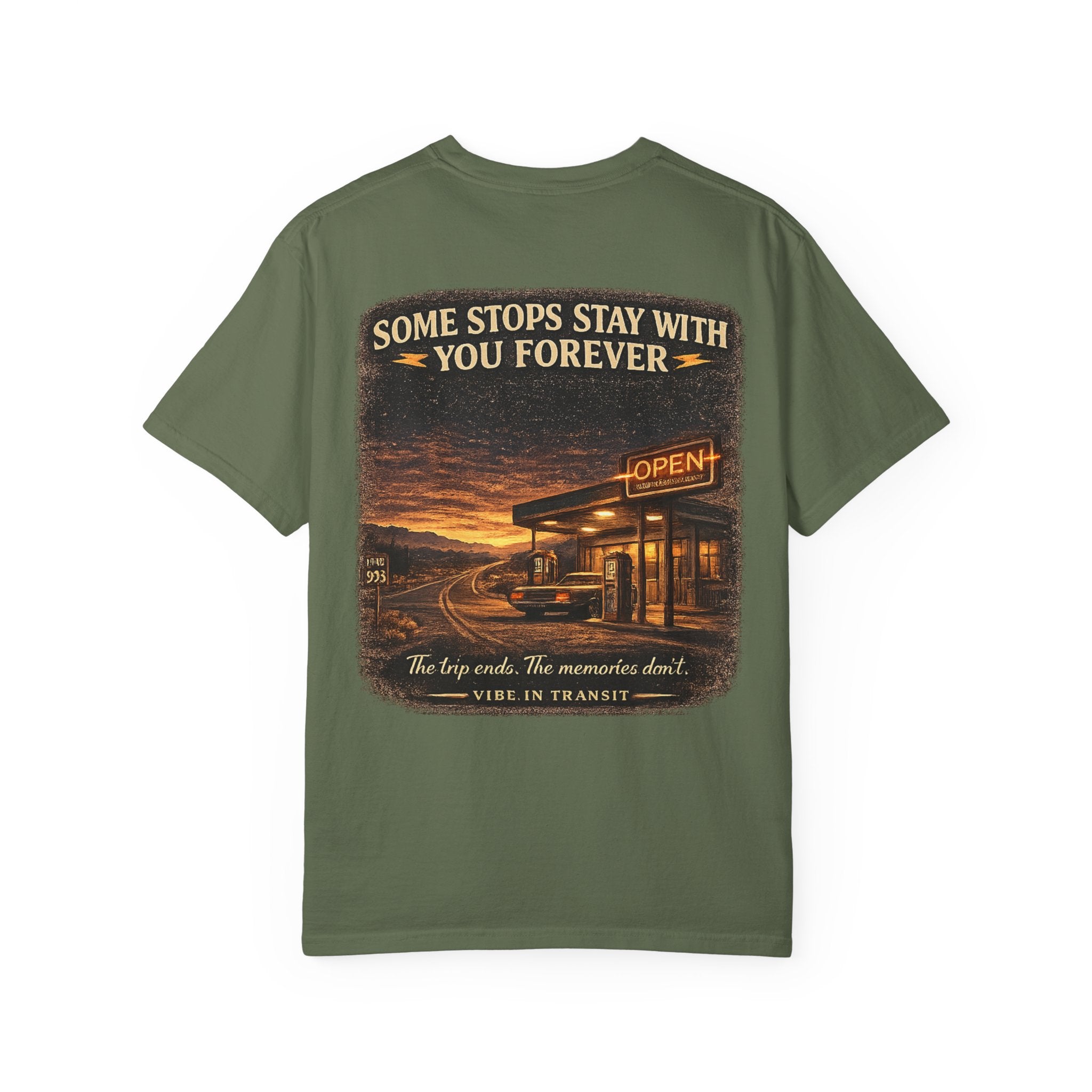 Fueling Goodbyes – Vintage Gas Station Road Trip T-Shirt