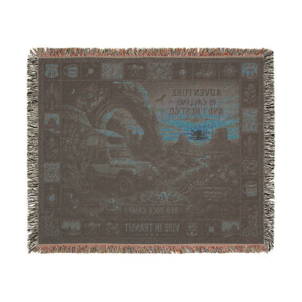 Red Rock Camp™ | Premium Woven Blanket | Vintage Desert Adventure Tapestry | 60" × 50" | Vibe In Transit