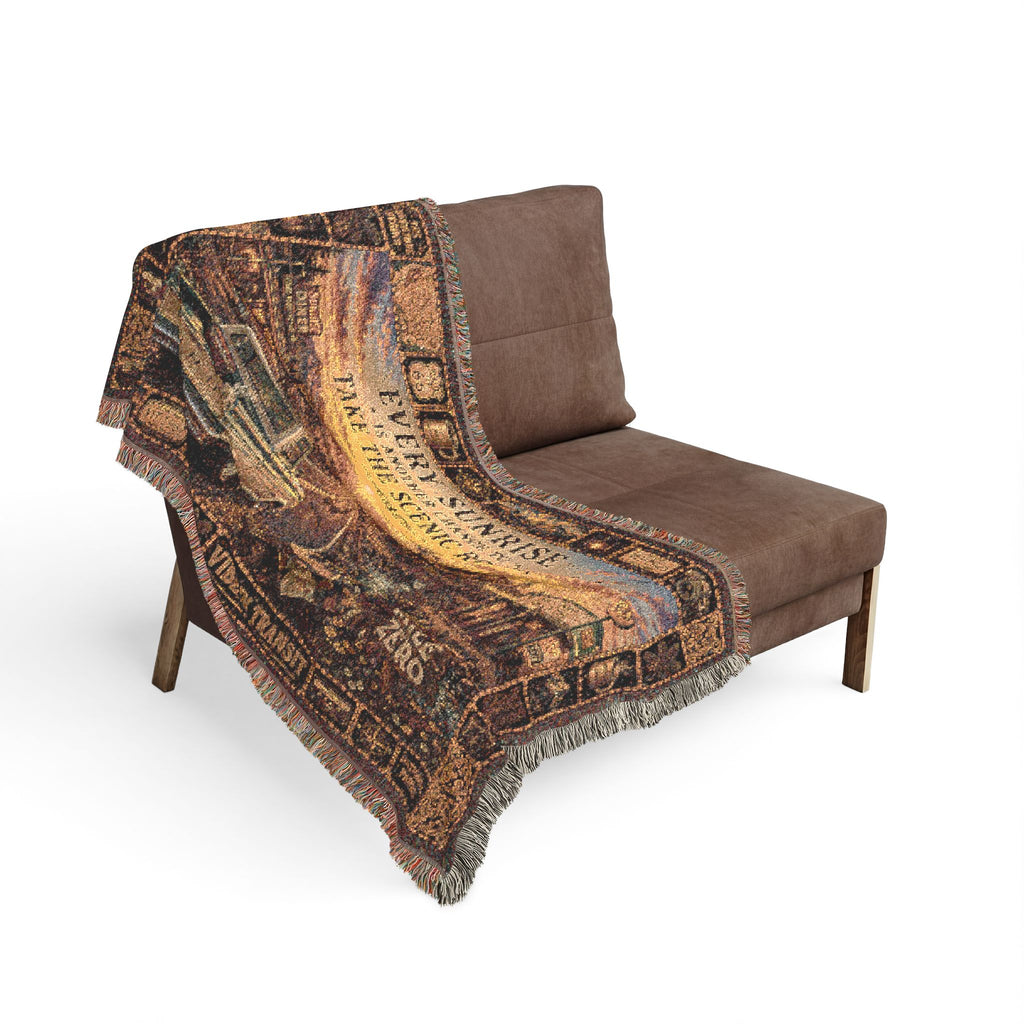 Morning at Mile Zero™ | Premium Woven Blanket | Vintage Americana Sunrise Tapestry | 52" × 37" | Vibe In Transit