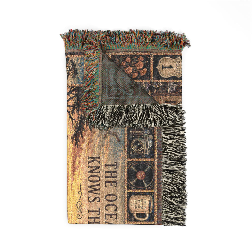 Pacific Coast Highway™ | Premium Woven Blanket | Vintage Coastal Road Trip Tapestry | 80" × 60" | Vibe In Transit