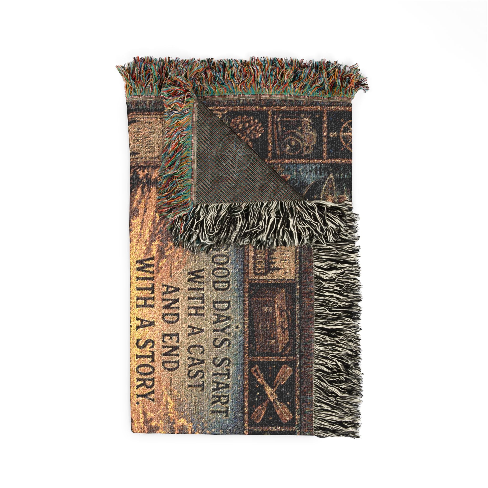 Lakefront Cabin™ | Premium Woven Blanket | Vintage Lakeside Retreat Tapestry | 60" × 50" | Vibe In Transit