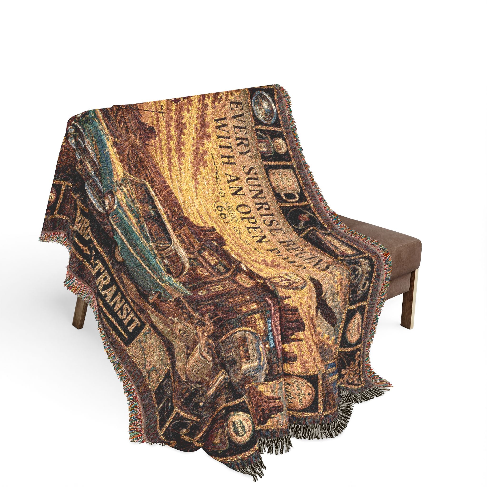 Route 66 Sunrise™ | Premium Woven Blanket | Vintage Americana Road Trip Tapestry | 80" × 60" | Vibe In Transit