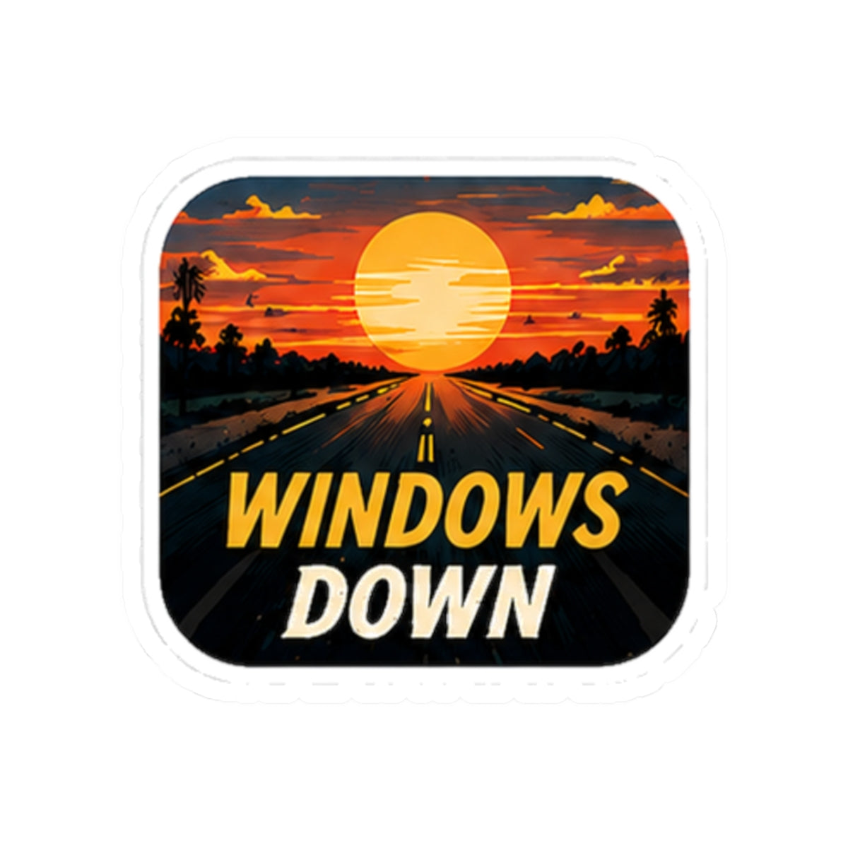 Vibe In Transit | Windows Down Sticker | Sunset Road Trip Music Sticker