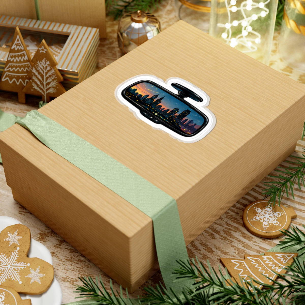 Vibe In Transit | Rearview Skyline Sticker | City Drive Music Sticker