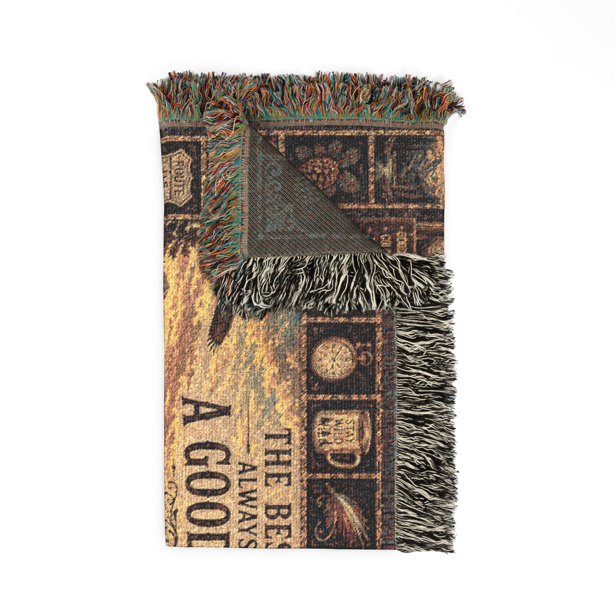 River Bend Trading Post™ | Premium Woven Blanket | Vintage Trading Post Tapestry | 80" × 60" | Vibe In Transit