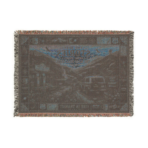 **Roads Less Traveled™ Vintage Americana Woven Blanket | Scenic Road Trip Tapestry Throw**