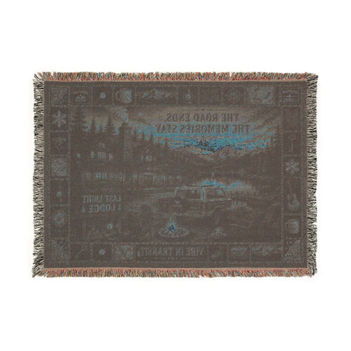 Last Light Lodge™ | Premium Woven Blanket | Vintage Mountain Lodge Tapestry | 52" × 37" | Vibe In Transit