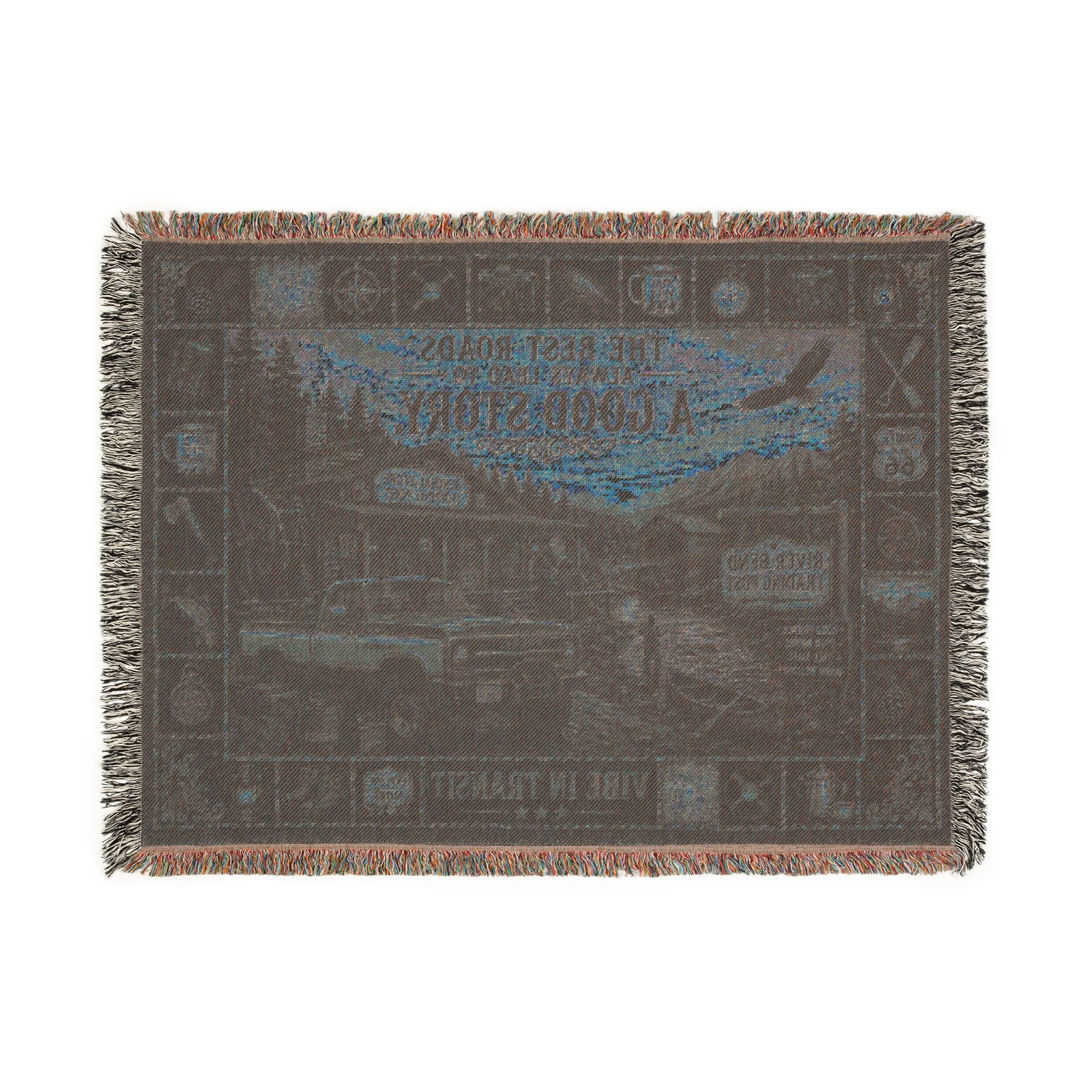 River Bend Trading Post™ | Premium Woven Blanket | Vintage Trading Post Tapestry | 80" × 60" | Vibe In Transit