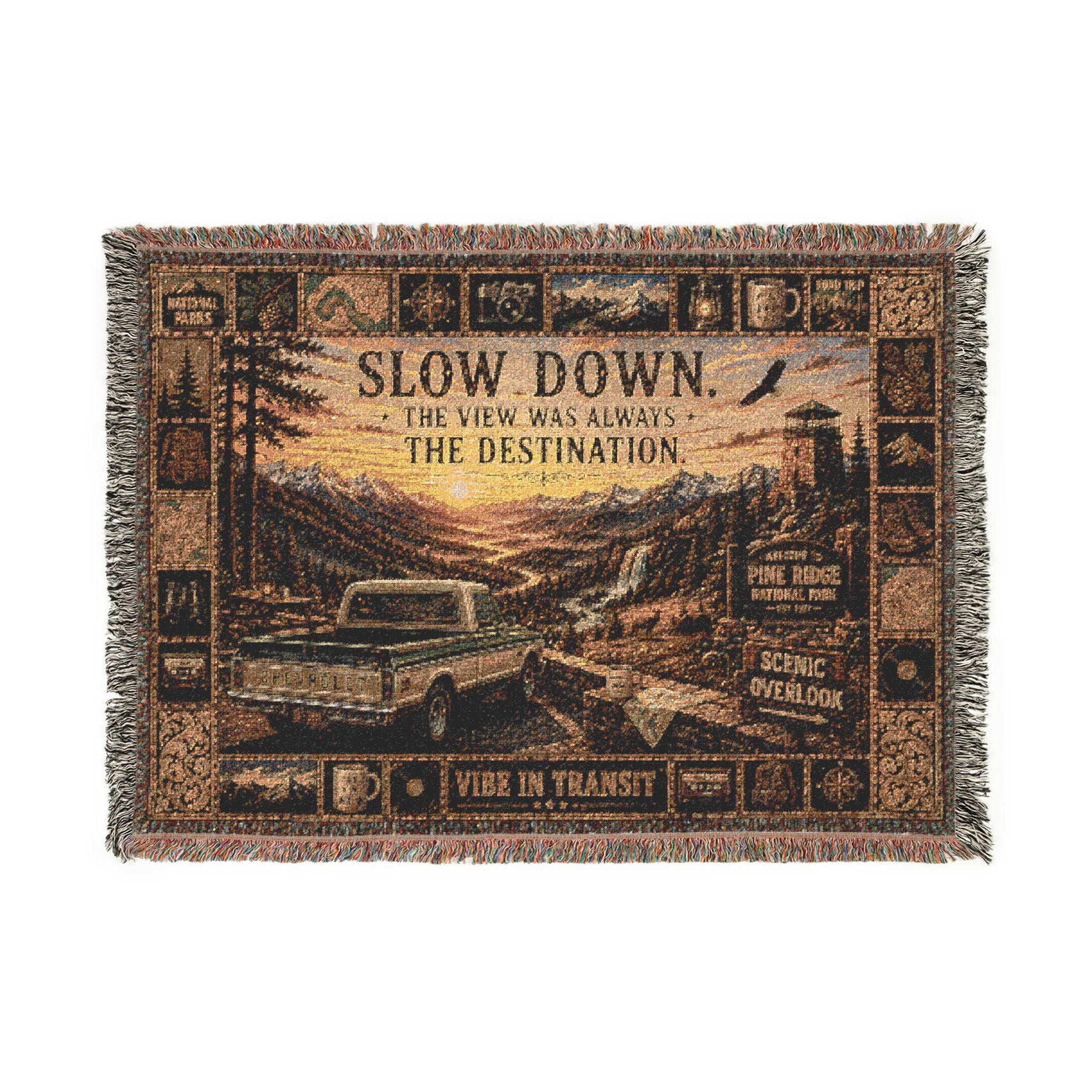 The Scenic Overlook™ | Premium Woven Blanket | Vintage National Park Tapestry | 52" × 37" | Vibe In Transit