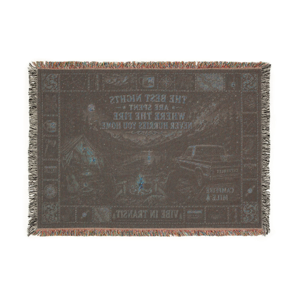 Campfire Mile™ | Premium Woven Blanket | Vintage Americana Campfire Tapestry | 52" × 37" | Vibe In Transit
