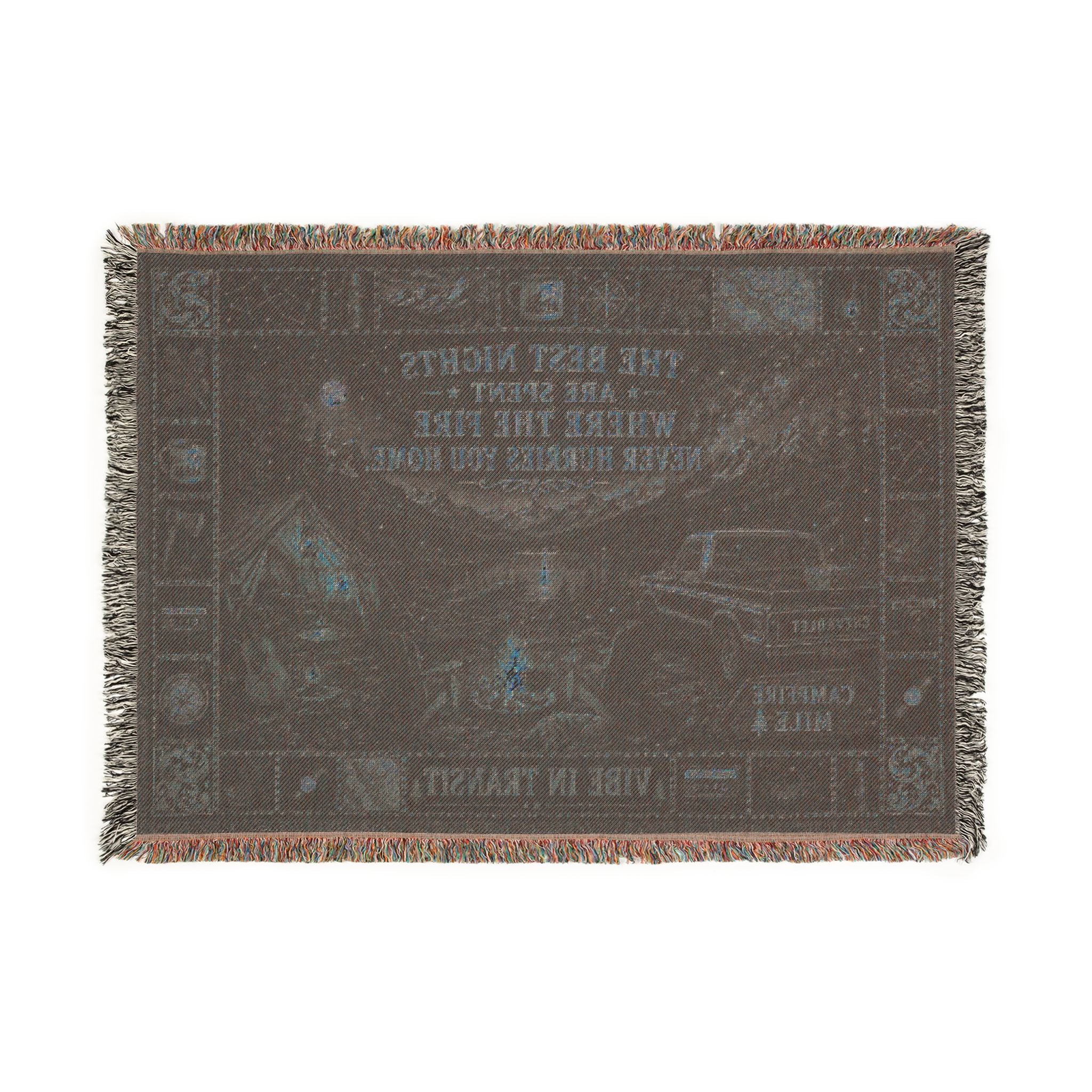 Campfire Mile™ | Premium Woven Blanket | Vintage Americana Campfire Tapestry | 52" × 37" | Vibe In Transit