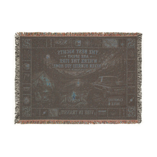Campfire Mile™ | Premium Woven Blanket | Vintage Americana Campfire Tapestry | 52" × 37" | Vibe In Transit