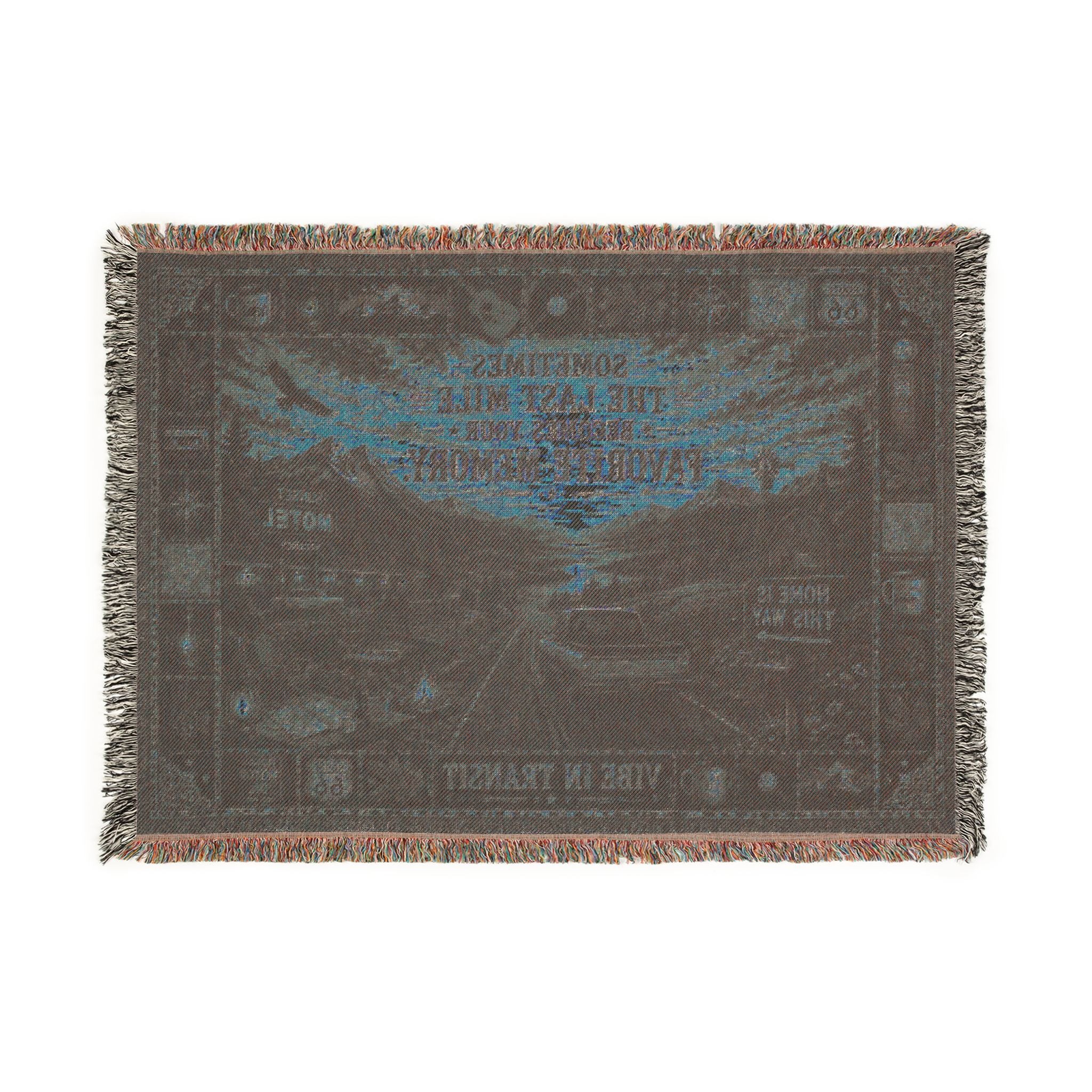The Last Mile™ | Premium Woven Blanket | Vintage Americana Highway Tapestry | 52" × 37" | Vibe In Transit