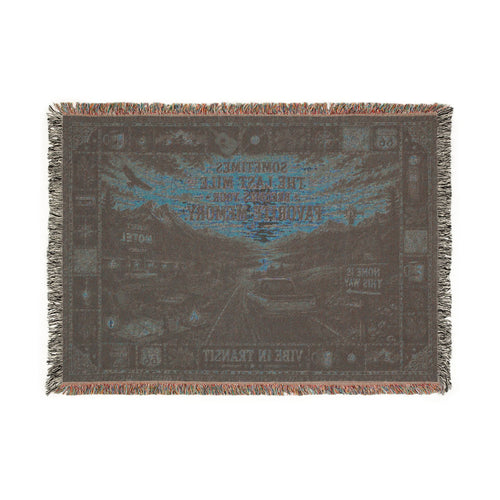 **The Last Mile Vintage Highway Woven Blanket | Americana Road Trip Tapestry Throw**