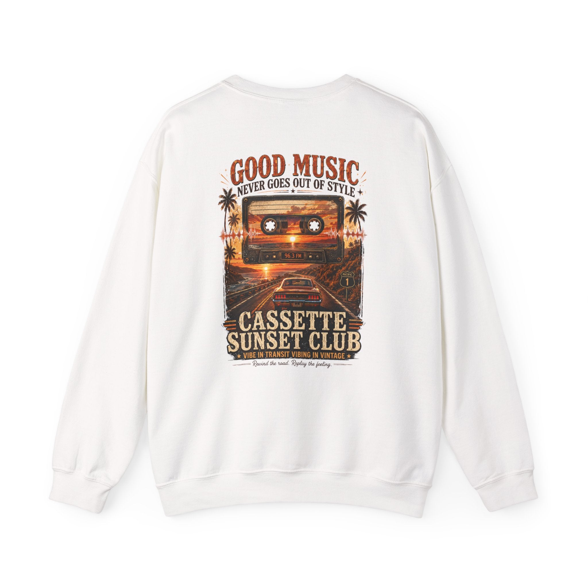 Vibe In Transit | Cassette Sunset Club Sweatshirt | Vibing In Vintage