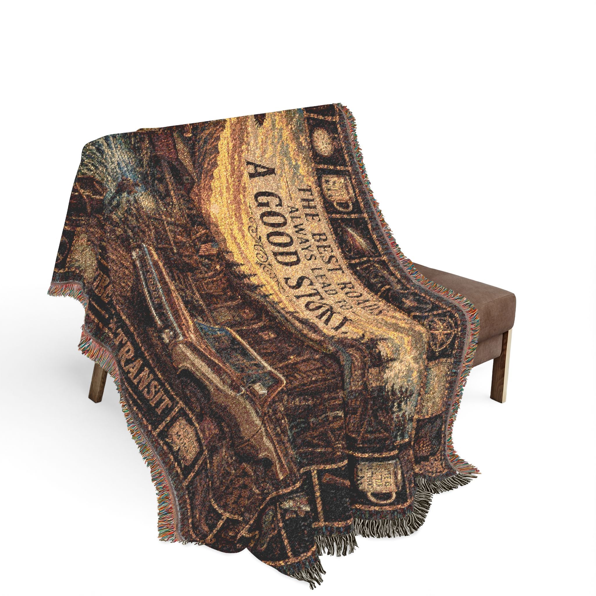 River Bend Trading Post™ | Premium Woven Blanket | Vintage Trading Post Tapestry | 80" × 60" | Vibe In Transit