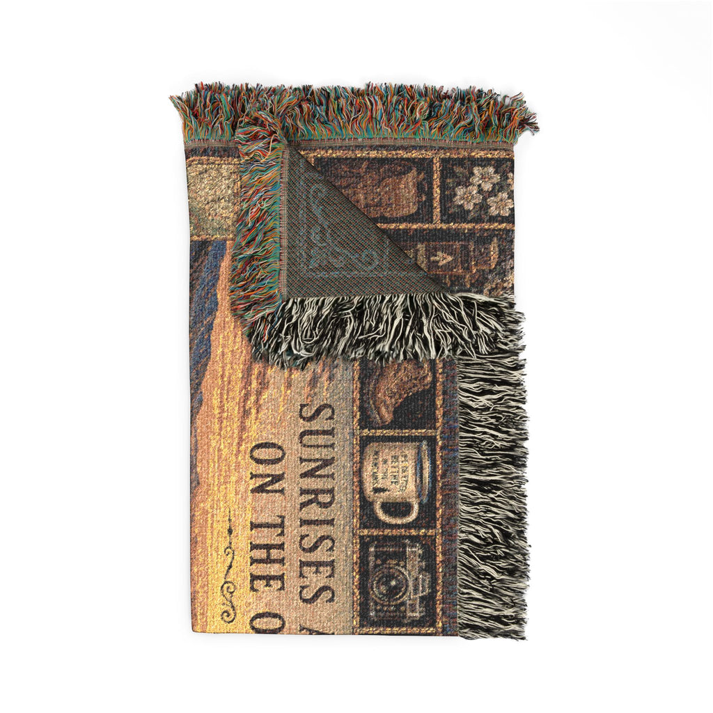 Blue Ridge Sunrise™ | Premium Woven Blanket | Vintage Mountain Parkway Tapestry | 80" × 60" | Vibe In Transit